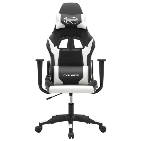 Silla gaming de masaje cuero sintético negro y blanco M 3