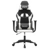 Silla gaming de masaje cuero sintético negro y blanco 3