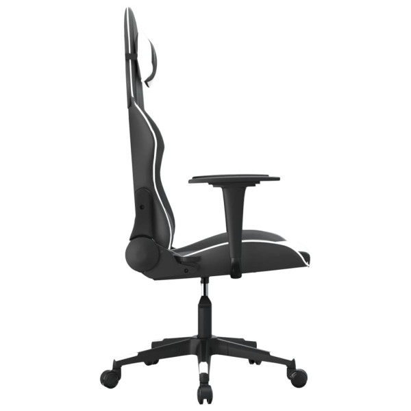 Silla gaming de masaje cuero sintético negro y blanco M 4