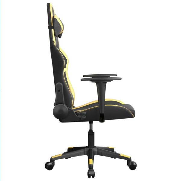 Cadeira gaming massagens couro artificial preto e dourado M 4