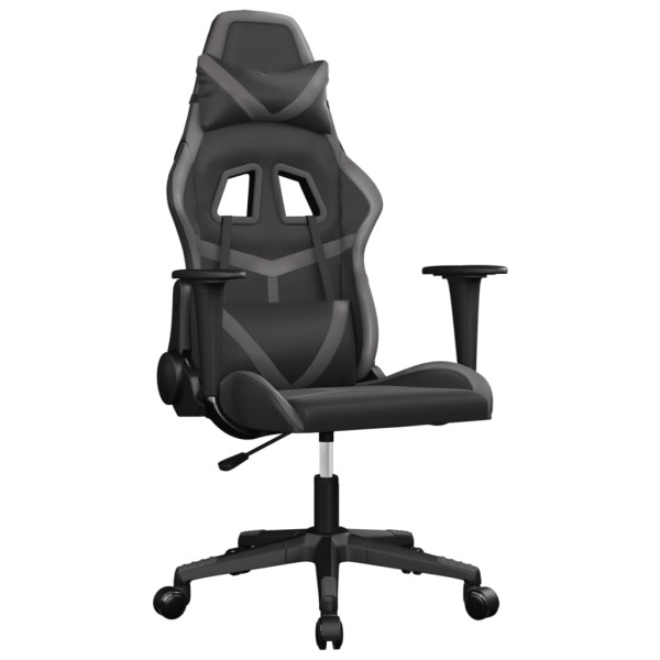 Silla gaming de masaje cuero sintético negro y gris M 2