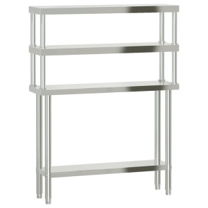 Mesa de trabajo para cocina con estante acero inox 110x30x150cm H