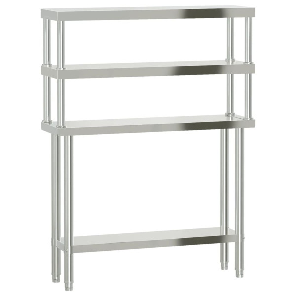 Mesa de trabajo para cocina con estante acero inox 110x30x150cm M 2