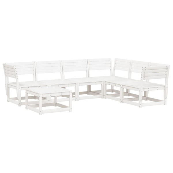 7 pcs conjunto lounge de jardim pinho maciço branco M 2