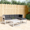 Set muebles jardín 4 pzas con cojines madera maciza pino blanco 1