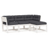 Set muebles jardín 4 pzas con cojines madera maciza pino blanco 2