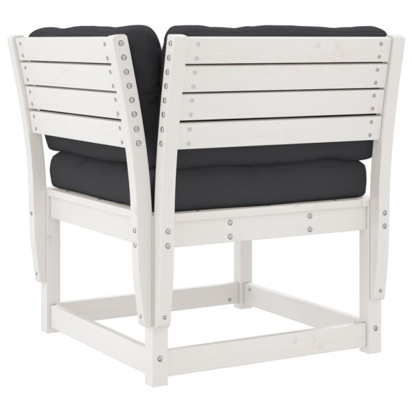 4 pcs conj. lounge de jardim c/ almofadões pinho maciço branco M 4