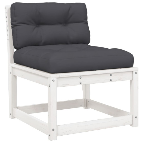 Set muebles jardín 4 pzas con cojines madera maciza pino blanco M 5