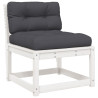 4 pcs conj. lounge de jardim c/ almofadões pinho maciço branco 5