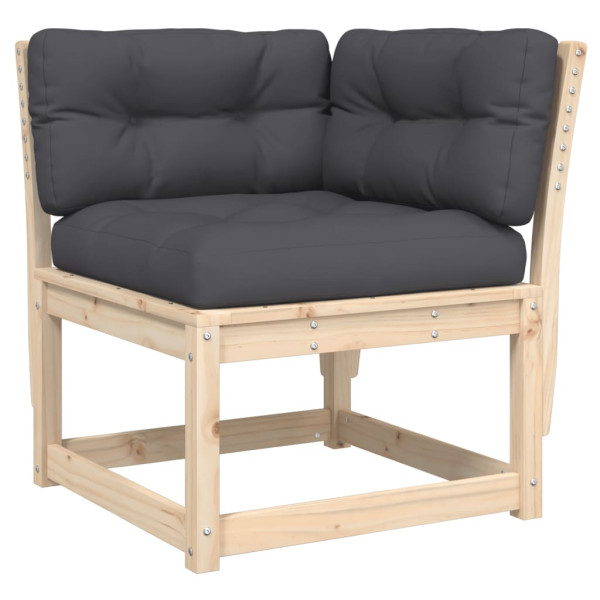 Juego de muebles de jardín 7 pzas y cojines madera maciza pino M 3