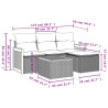 Set de muebles de jardín 5 pzas y cojines ratán sintético negro 3