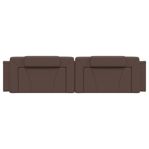 Cabecero de cama acolchado cuero sintético marrón 200 cm M 5