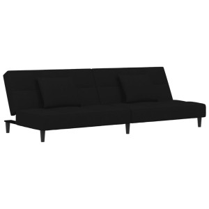 Sofá cama de 2 plazas con dos almohadas terciopelo negro H