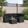 Set de muebles de jardín 5 pzas y cojines ratán sintético negro 1
