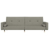Sofá cama de 2 plazas con dos almohadas terciopelo gris claro 4