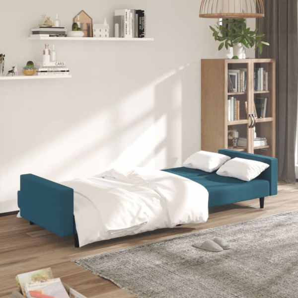 Sofá-cama de 2 lugares veludo azul M 3