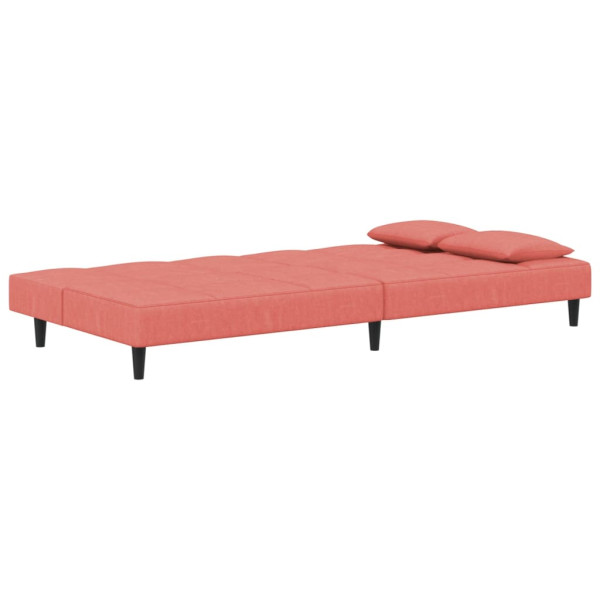 Sofá-cama 2 lugares com duas almofadas veludo rosa M 5