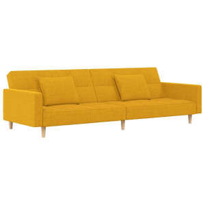 Sofá-cama 2 lugares com duas almofadas tecido amarelo H