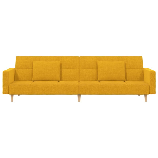 Sofá-cama 2 lugares com duas almofadas tecido amarelo M 4
