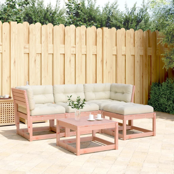 4 pcs conj. lounge jardim com almofadões madeira douglas maciça D