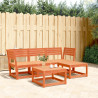 4 pcs conjunto lounge de jardim pinho maciço castanho-mel 1
