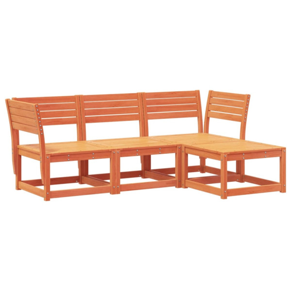 Juego de muebles jardín 4 pzas madera maciza pino marrón cera M 2