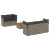 6 pcs conjunto sofás de jardim com almofadões vime cinzento 2