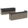 9 pcs conjunto sofás p/ jardim com almofadões vime PE cinzento 2