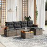 6 pcs conjunto sofás de jardim com almofadões vime cinzento 1