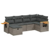 Set de muebles de jardín 6 pzas y cojines ratán sintético gris 2