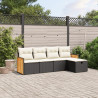 Set de muebles de jardín 5 pzas y cojines ratán sintético negro 1
