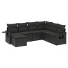 7 pcs conjunto de sofás p/ jardim c/ almofadões vime PE preto 2
