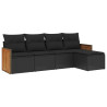 Set de muebles de jardín 5 pzas y cojines ratán sintético negro 2