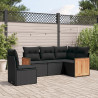 Set de muebles de jardín 5 pzas y cojines ratán sintético negro 1