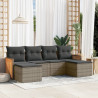 6 pcs conjunto sofás de jardim com almofadões vime cinzento 1