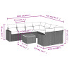 9 pcs conjunto sofás p/ jardim com almofadões vime PE cinzento 3