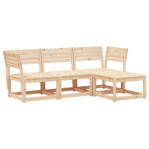Juego de muebles de jardín 4 piezas madera maciza de pino H