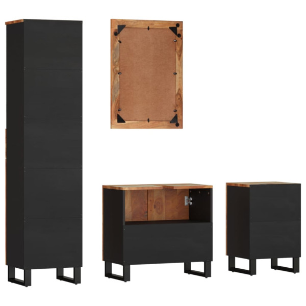 Conjunto de muebles de baño 4 piezas madera maciza reciclada M 4