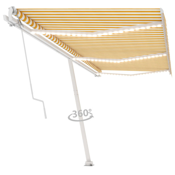 Toldo automático LED e sensor de vento 600x300cm amarelo/branco M 3