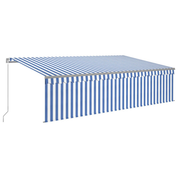 Toldo retrátil manual com estore 5x3 m azul e branco M 2