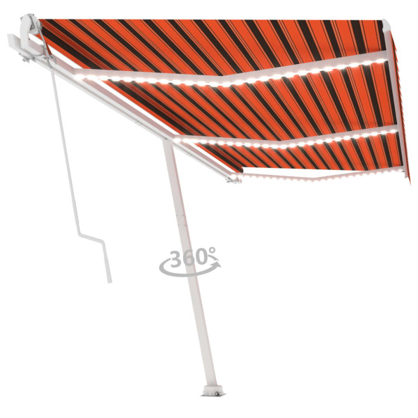 Toldo autom. LED e sensor de vento 600x300 cm laranja/castanho M 3