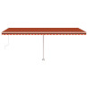 Toldo automático LED sensor de viento naranja marrón 600x300 cm 5