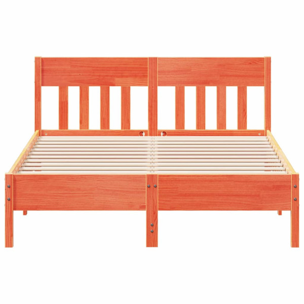 Cama sem colchão 140x200 cm madeira pinho maciça castanho-mel M 4