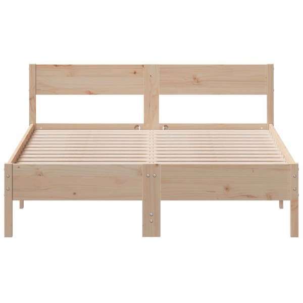 Estructura de cama con cabecero madera maciza pino 135x190 cm M 4
