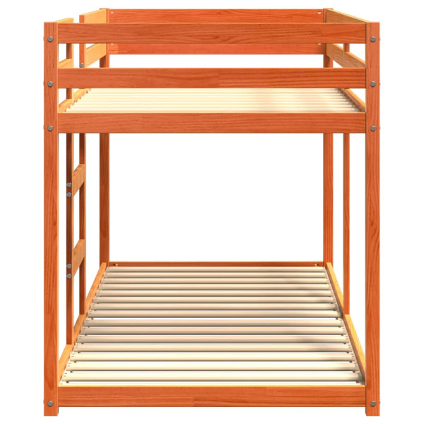 Litera de madera maciza de pino marrón cera 90x200 cm M 5