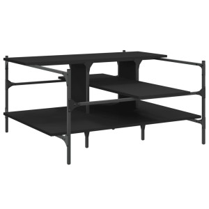 Mesa de centro madera de ingeniería negro 100x100x48.5 cm H