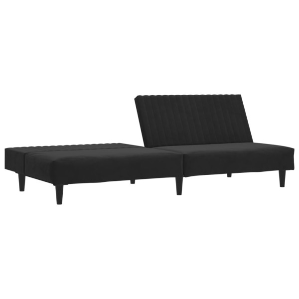 Sofá-cama de 2 lugares veludo preto M 4