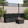 5 pcs conjunto sofás de jardim com almofadões vime PE preto 1