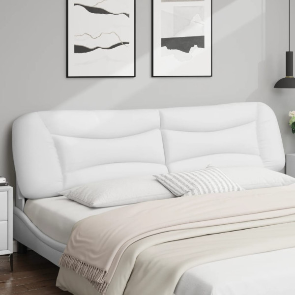 Cabecero de cama acolchado cuero sintético blanco 200 cm M 3