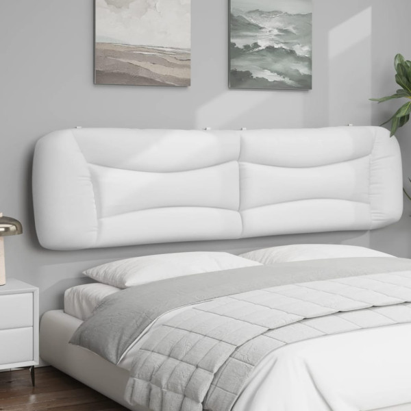 Cabecero de cama acolchado cuero sintético blanco 200 cm M 4